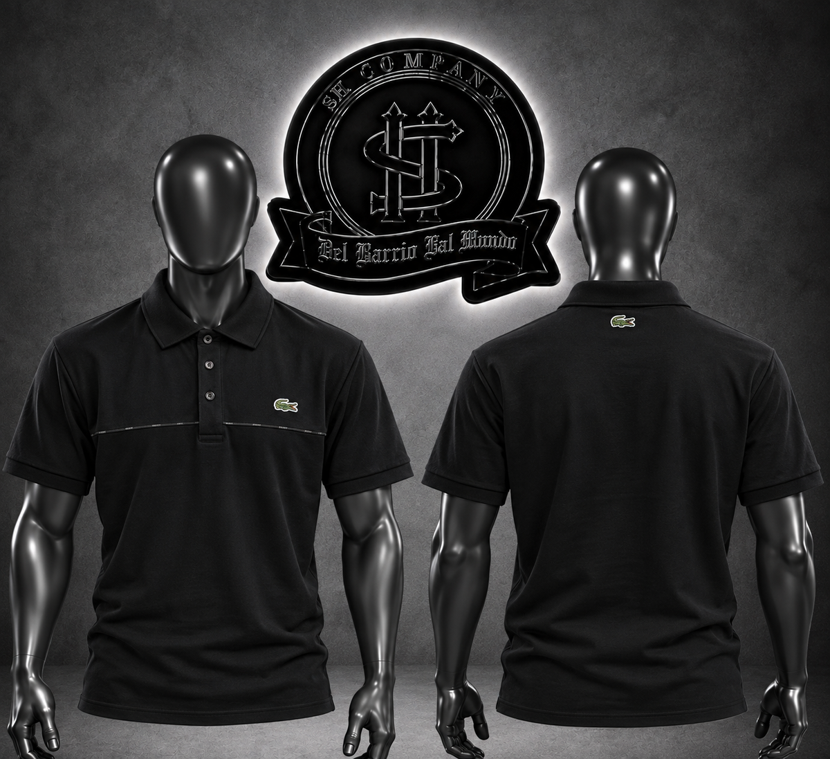 CAMIBUSO POLO LCST COLOR NEGRO/DETALLE LINEA NEGRA EN TORSO.