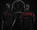 CAMISETA CLM COLOR/NEGRO DETALLES/ESTAMPADO/LOGO/ESPALDA/ROJO