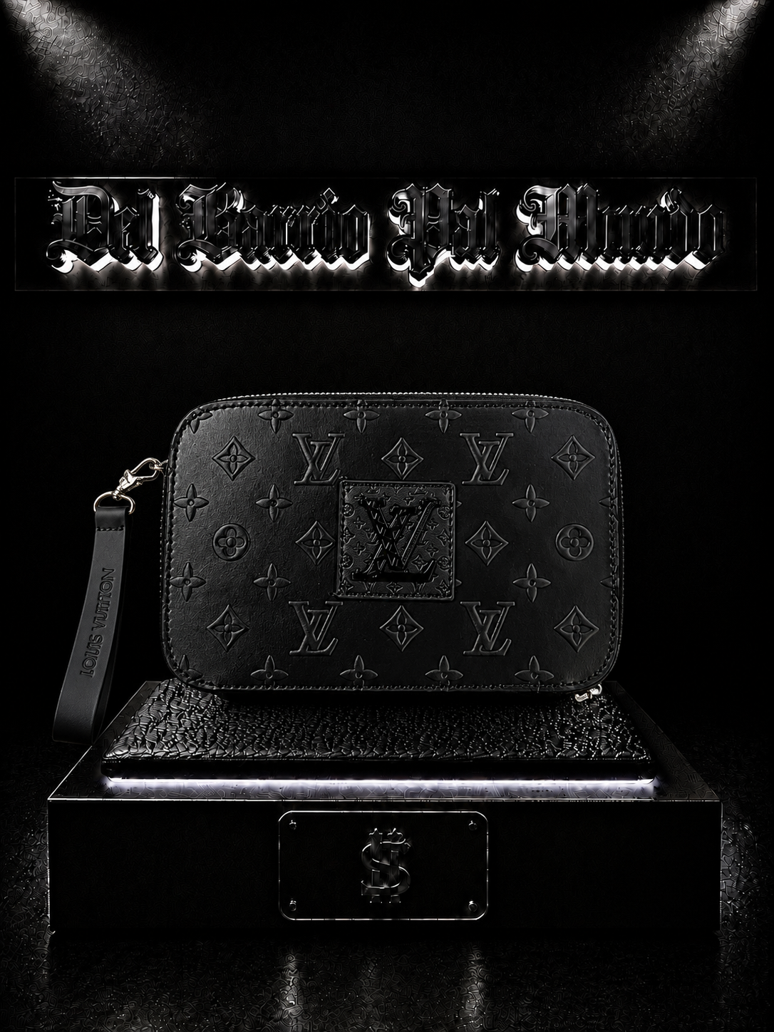 CARRIELE LV COLOR NEGRO/DETALLE/PLACA LV/ LV REPUJADO