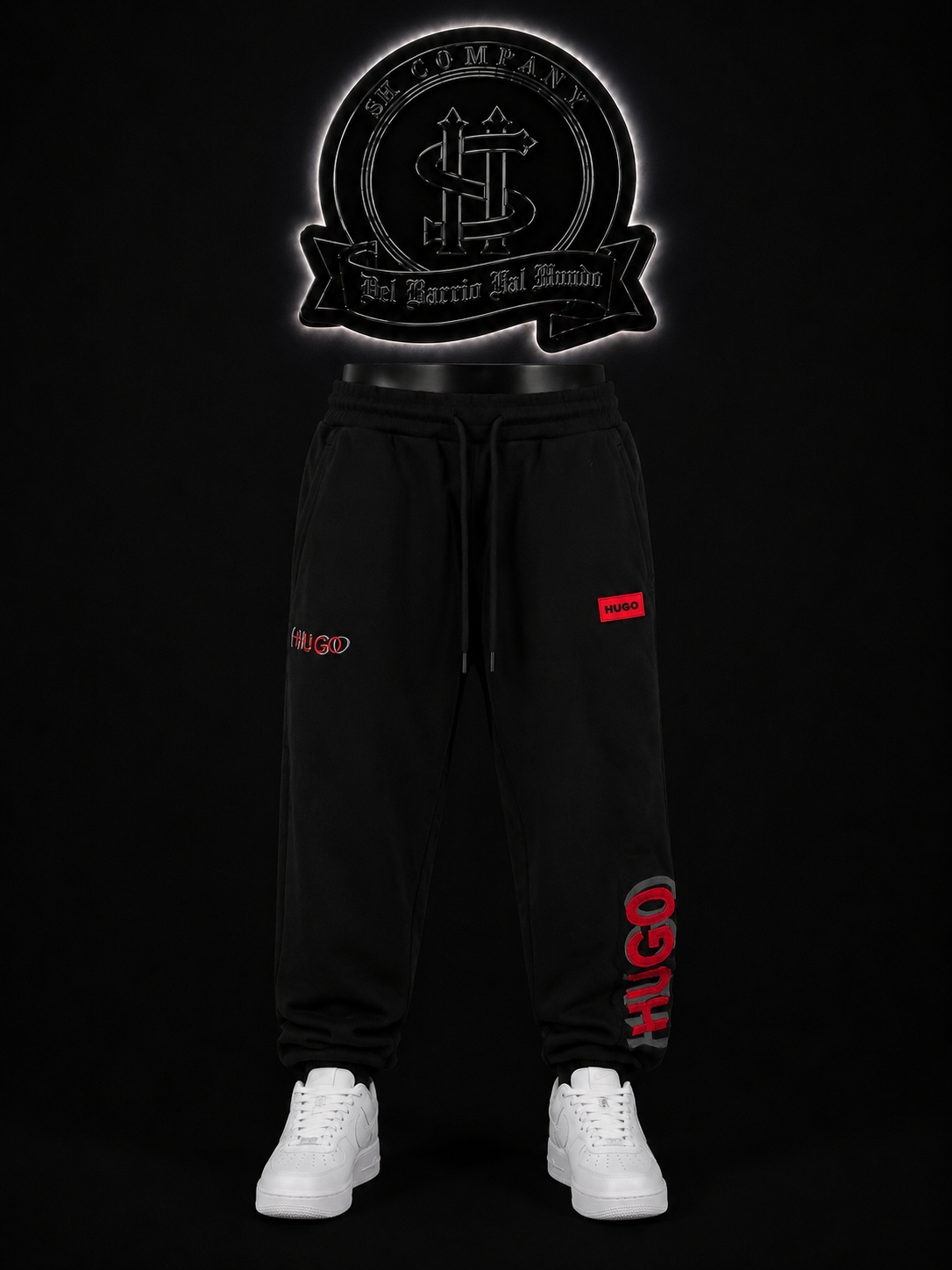 SUDADERA HB COLOR/NEGRO DETALLE/LOGO/ROJO