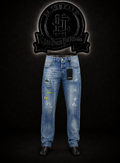 JEANS DQS2 COLOR/AZUL/CLARO DETALLES/PARCHES/PIERNA/IZQUIERDA