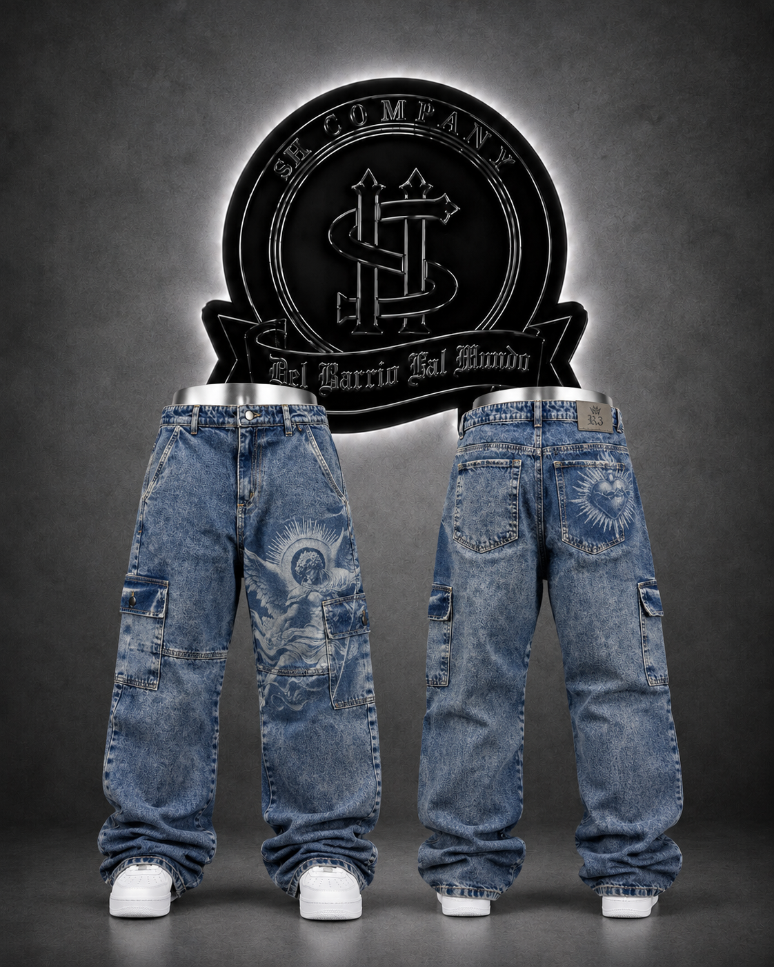 JEANS BAGGY BOTA RECTA /COLOR  /AZUL CLARO /DETALLE/ESTAMPADO ANGEL