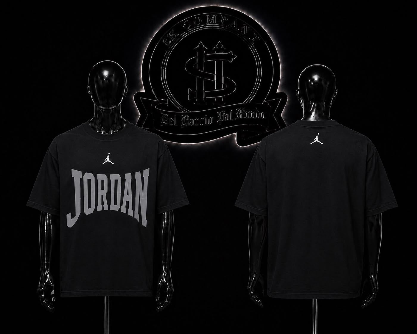 CAMISETA JRD COLOR/NEGRO DETALLES/ESTAMPADO/LOGO/ADELANTE/GRIS