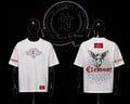 CAMISETA CLM COLOR/BLANCO DETALLES/ESTAMPADO/GRAFICO/LOGO/ESPALDA/ROJO