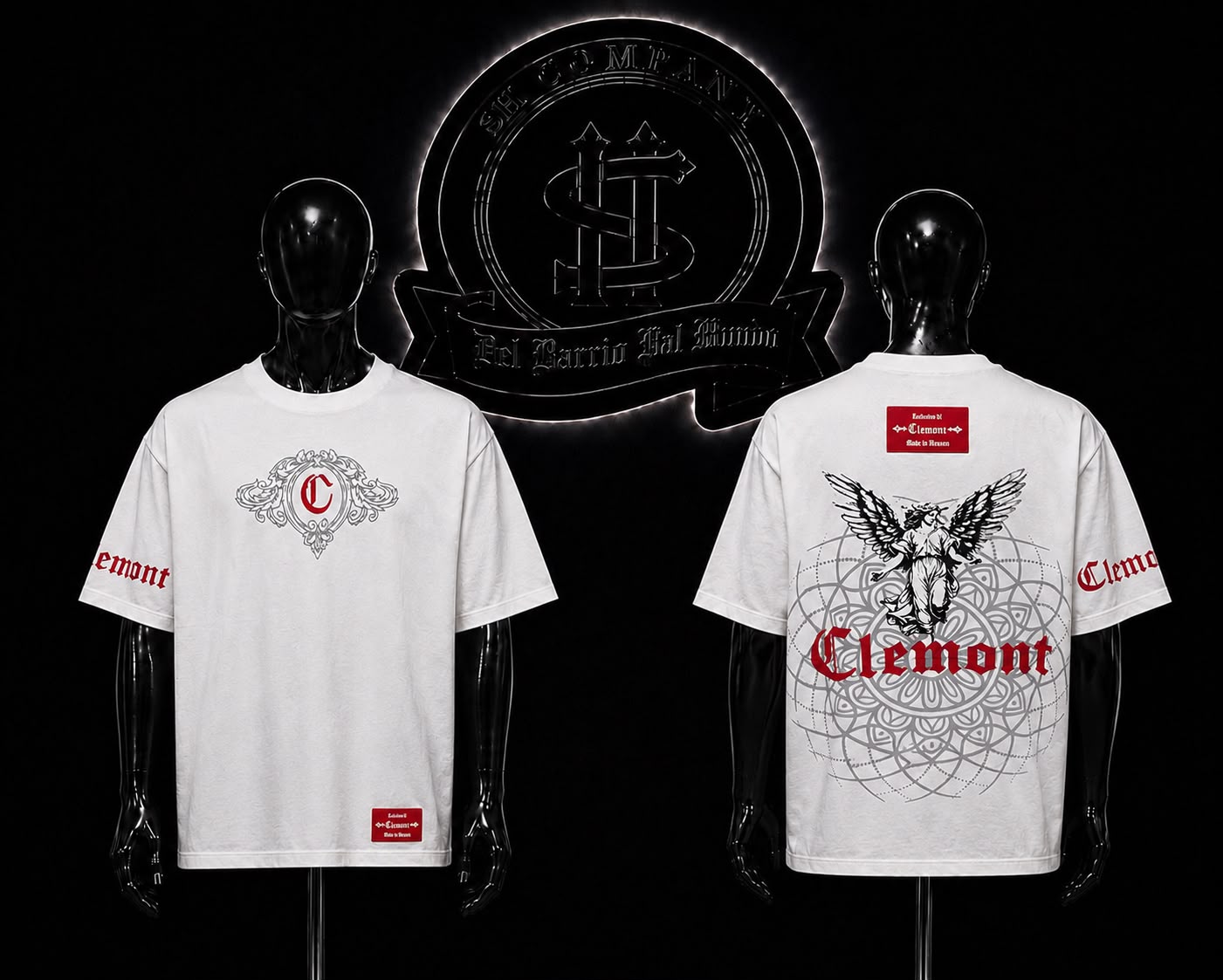 CAMISETA CLM COLOR/BLANCO DETALLES/ESTAMPADO/GRAFICO/LOGO/ESPALDA/ROJO