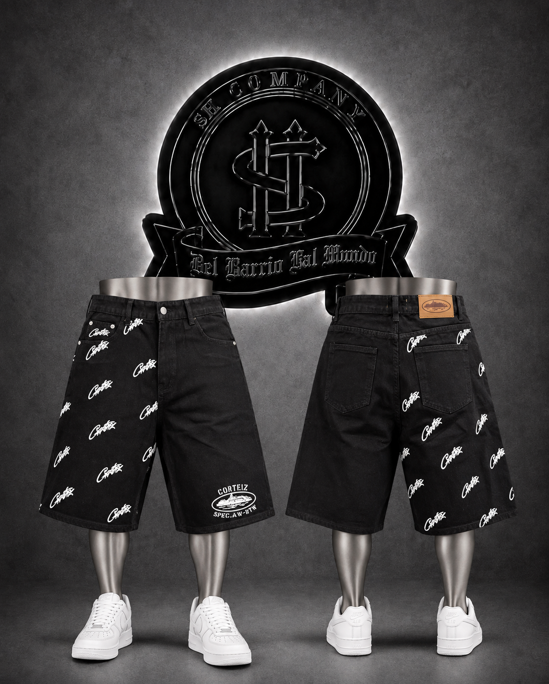 JEANS MOCHO CTRZ COLOR NEGRO/DETALLE/ESTAMPADO LADO IZQ