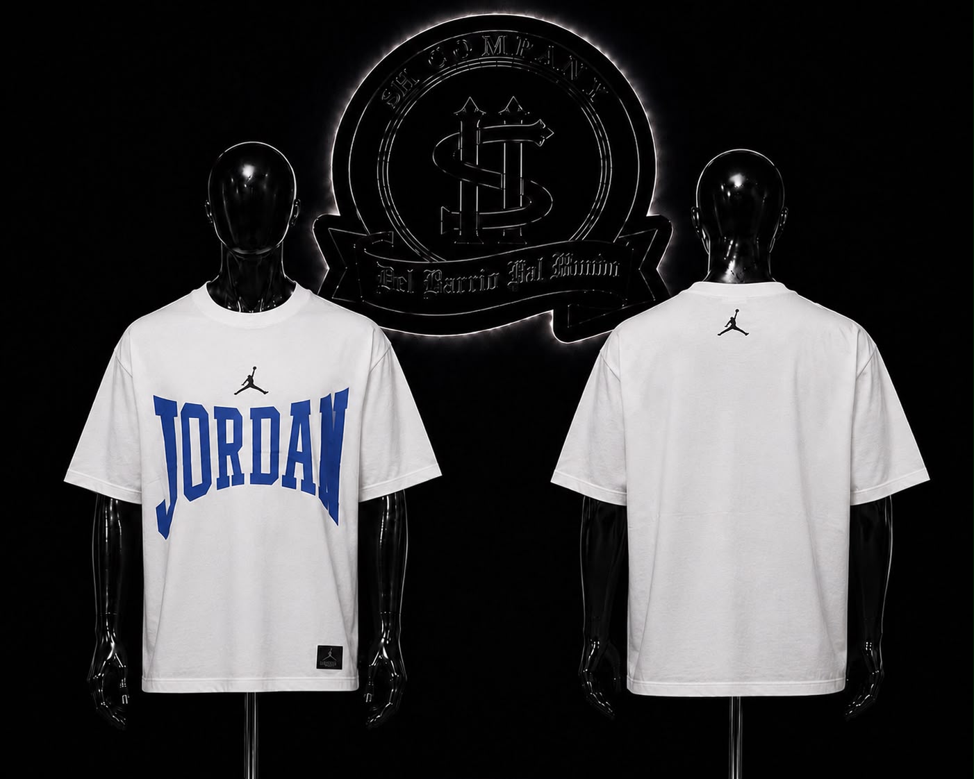 CAMISETA JRD COLOR/BLANCO DETALLES/ESTAMPADO/LOGO/ADELANTE/AZUL