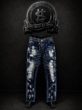 JEANS DQS2 COLOR/BICOLOR/AZUL/OSCURO/BLANCO DETALLE/PINTURA