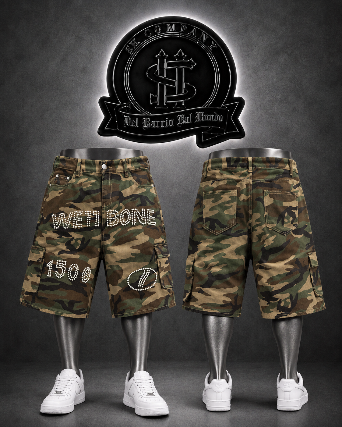 JEANS MOCHO WLLDN COLOR VERDE MILITAR/DETALLE/PERLADO