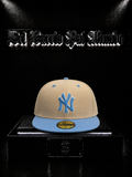 NEW ERA 59FIFTY NEW YORK YANKEES COLOR/BEIGE/AZUL DETALLE/LOGO/BORDADO/AZUL