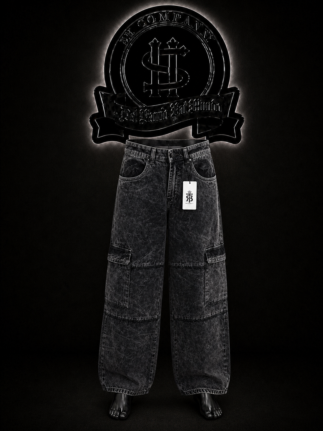 JEANS BAGGY BOTA RECTA COLOR/NEGRO DETALLE/BOLSILLO/CARGO