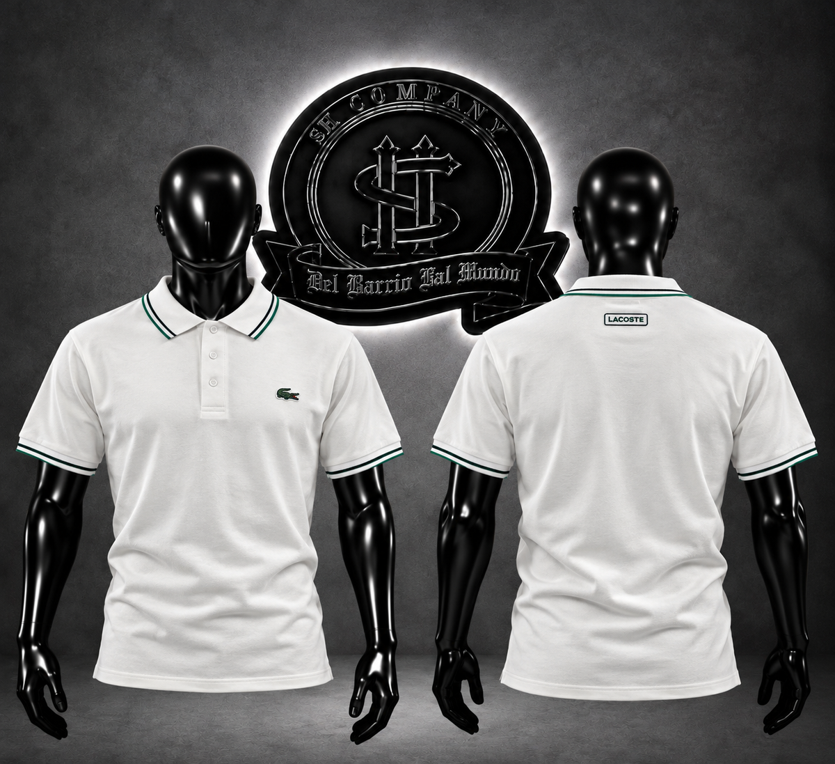 CAMIBUSO LACT COLOR BLANCO/DETALLES/ MANGAS Y CUELLO LÍNEAS NEGRAS,LOGO