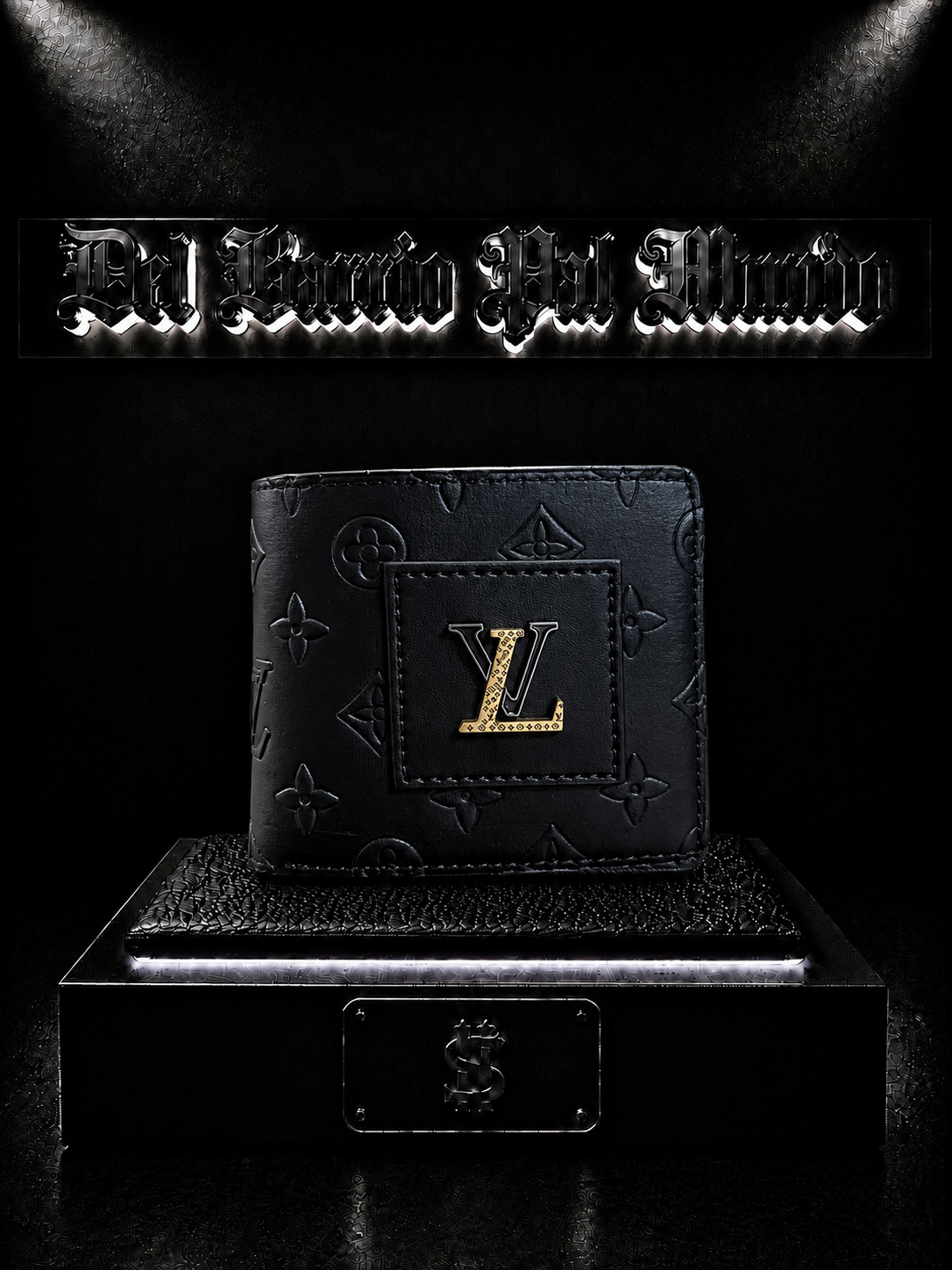 BILLETERA LV COLOR NEGRO/DETALLES/PLACA CENTRAL "LV"RELIEVE LV / NEGRO
