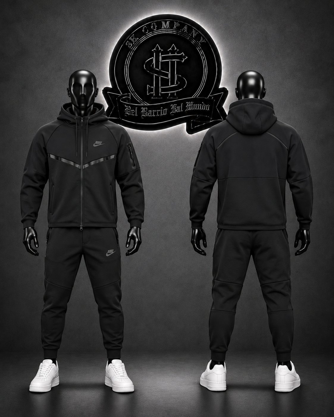 CONJUNTO NK TECH COLOR NEGRO/DETALLES/LOGO FRONTAL