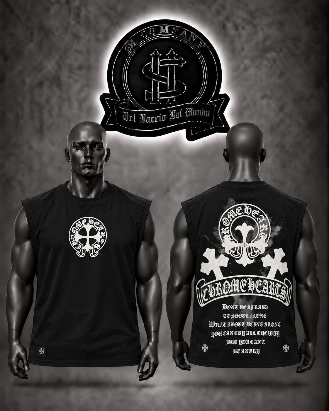 CAMISILLA CHRM HRTS COLOR/NEGRO/DETALLES/ESTAMPADO/GRAFICO/ADELANTE Y ATRÁS.