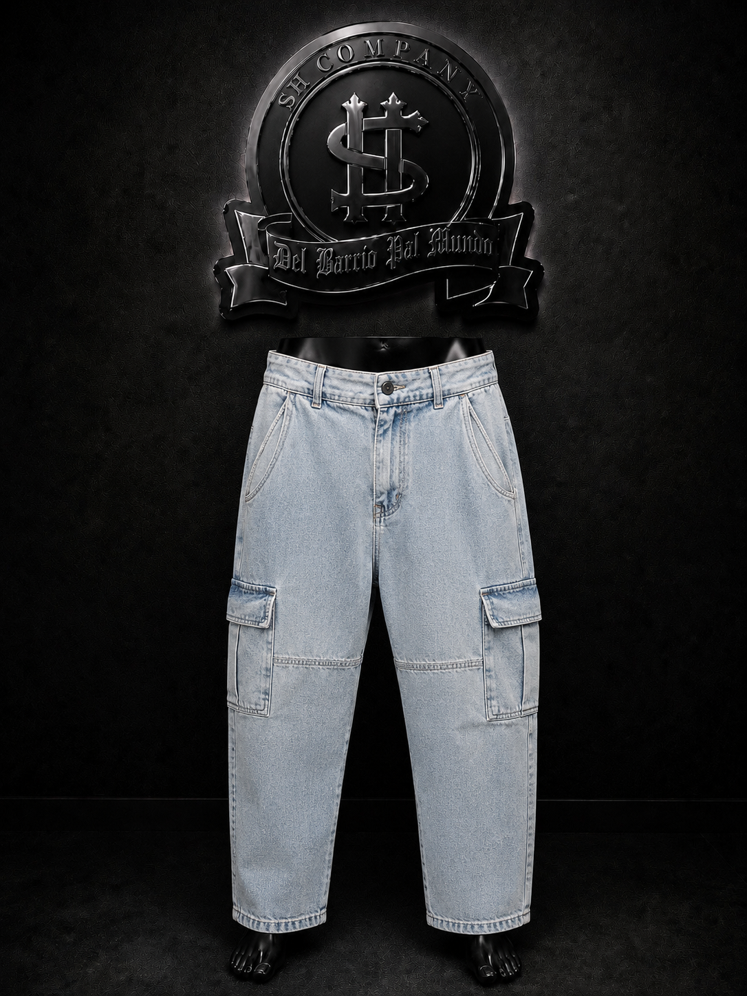 JEANS BAGGY BOTA RECTA COLOR/AZUL/CLARO DETALLE/BOLSILLO/CARGO