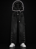 JEANS BAGGY BOTA RECTA COLOR/NEGRO DETALLE/BOTONES/BOTA