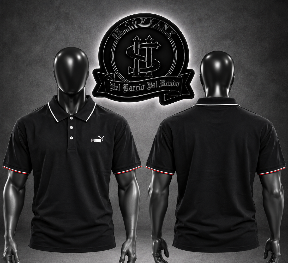 CAMIBUSO POLO PM COLOR NEGRO/DETALLE LÍNEAS BLANCAS EN CUELLO