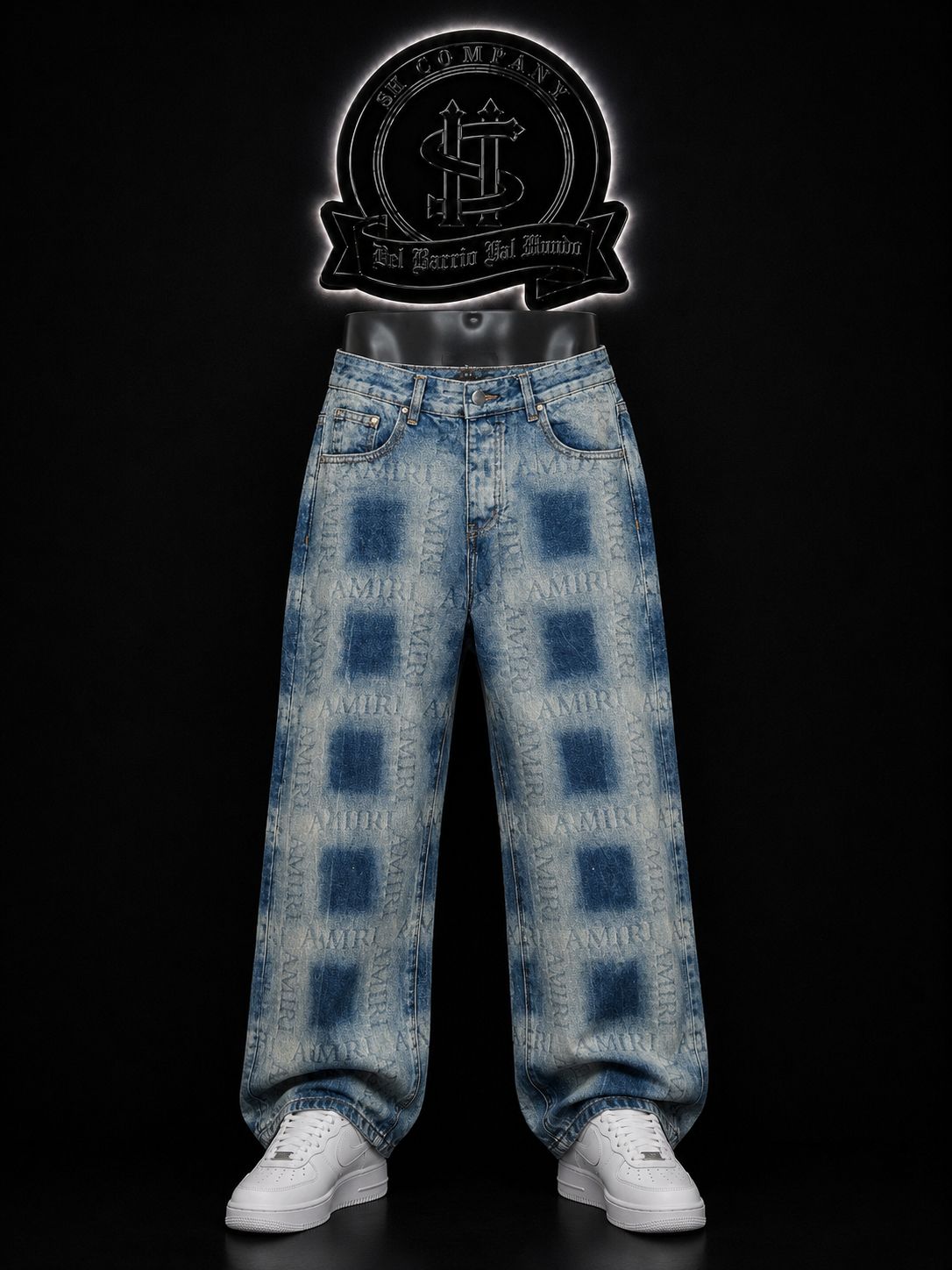 JEANS BAGGY BOTA RECTA COLOR/BICOLOR/AZUL/CLARO/AZUL/OSCURO DETALLE/LOGO
