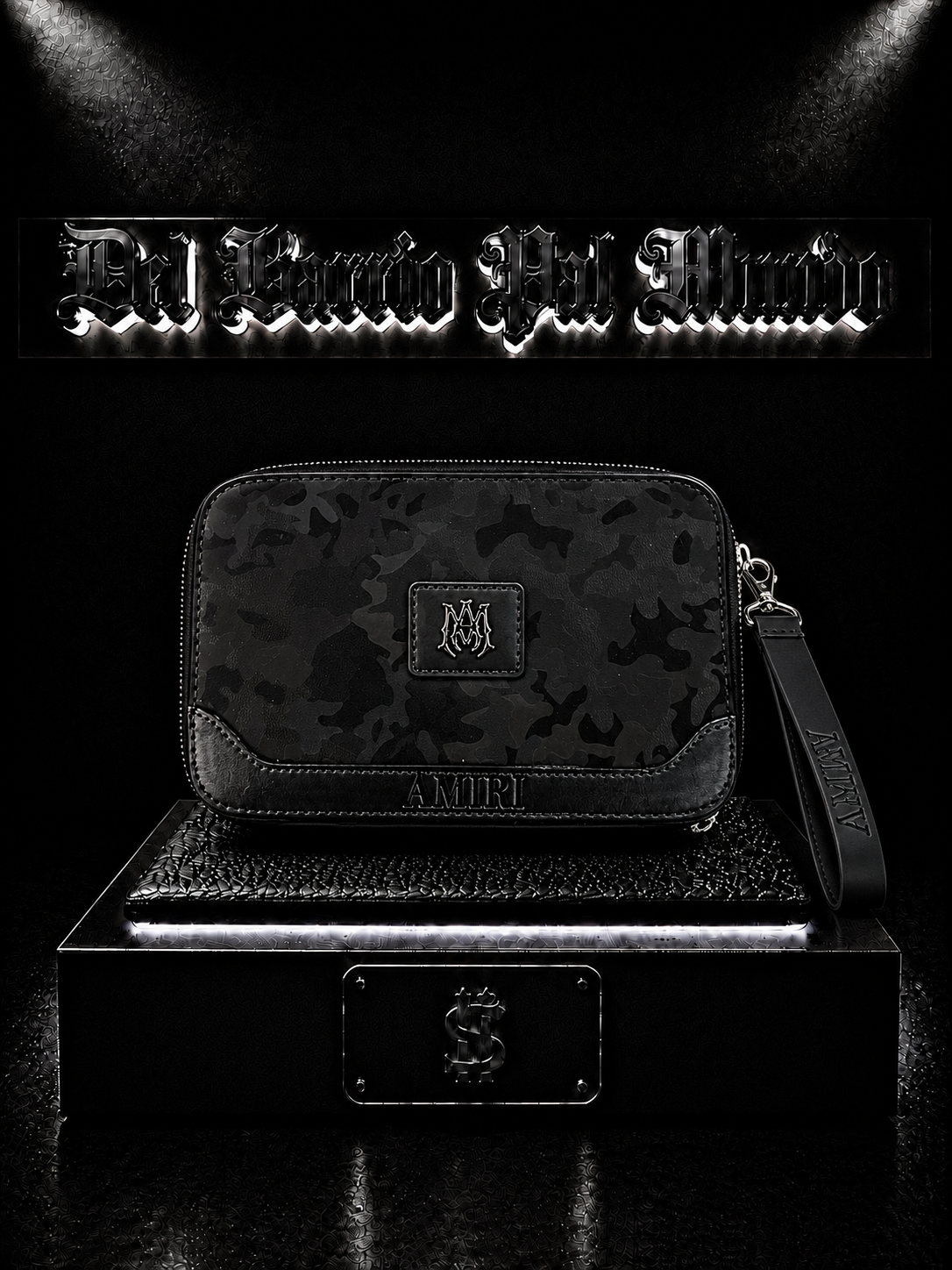 CARRIELE MNTS COLOR NEGRO/DETALLE/PLACA MS ESTAMPADO TIPO MILITAR