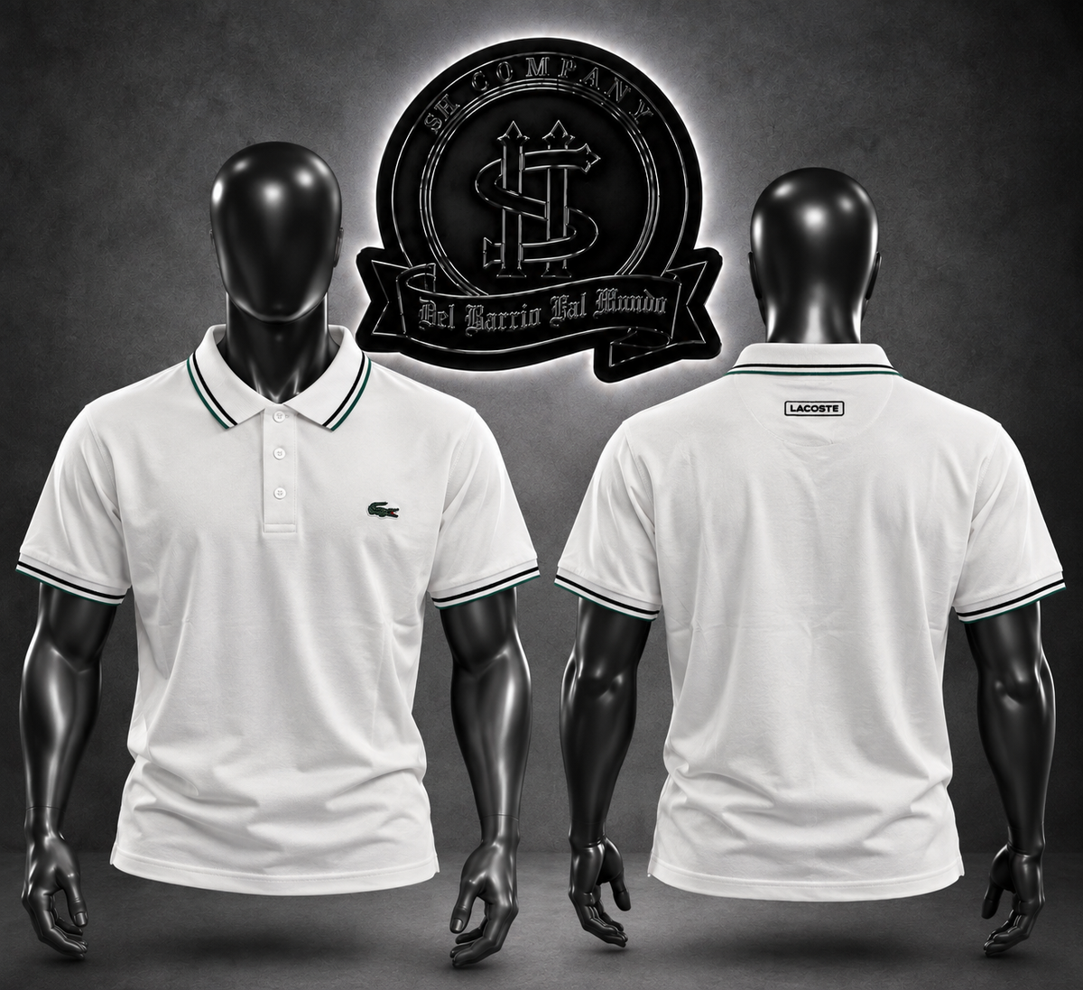CAMIBUSO POLO LCST COLOR BLANCO/DETALLE LÍNEAS NEGRAS EN CUELLO.