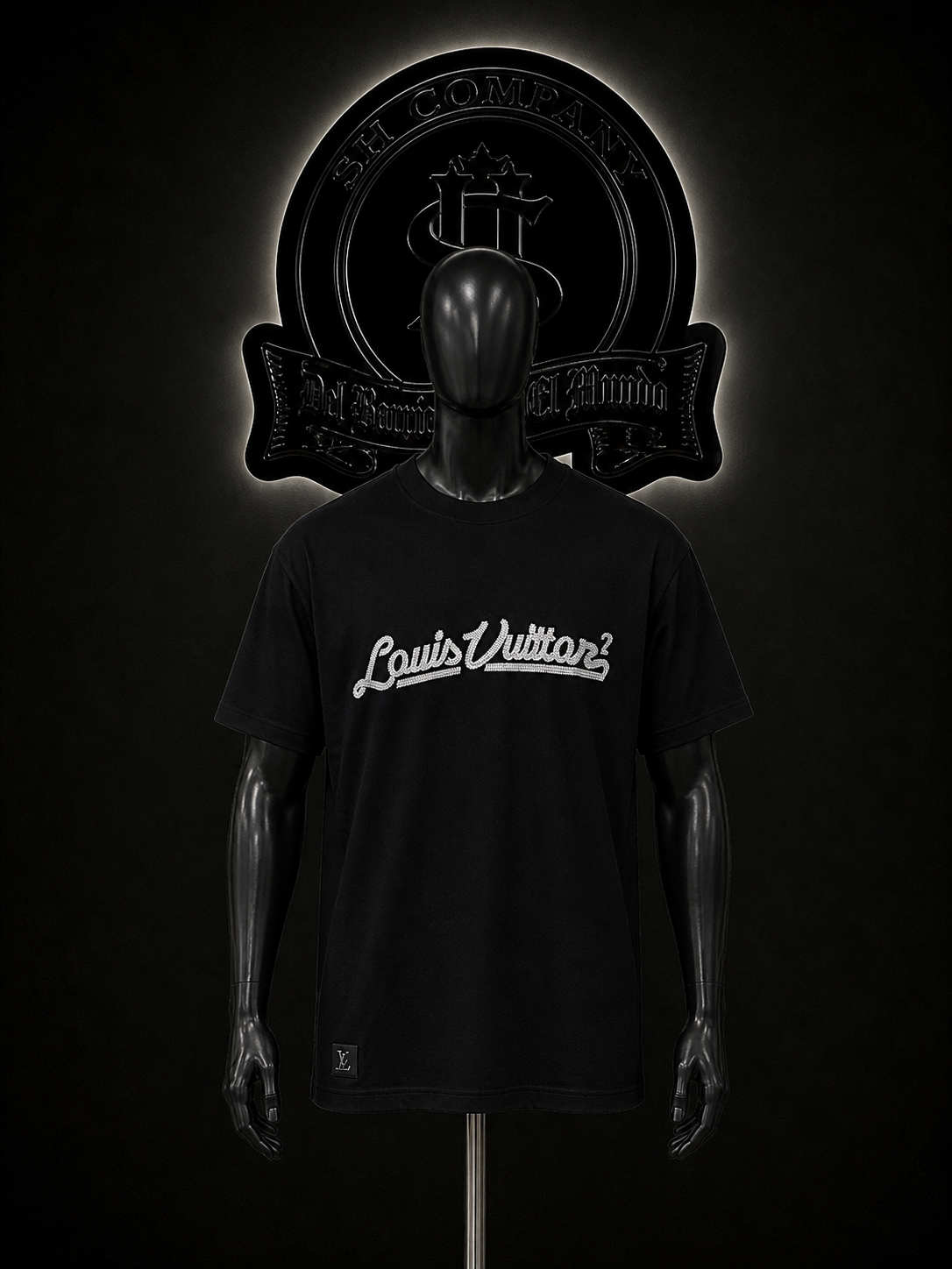 CAMISETA LV COLOR/NEGRO ESTAMPADO/LOGO/ADELANTE