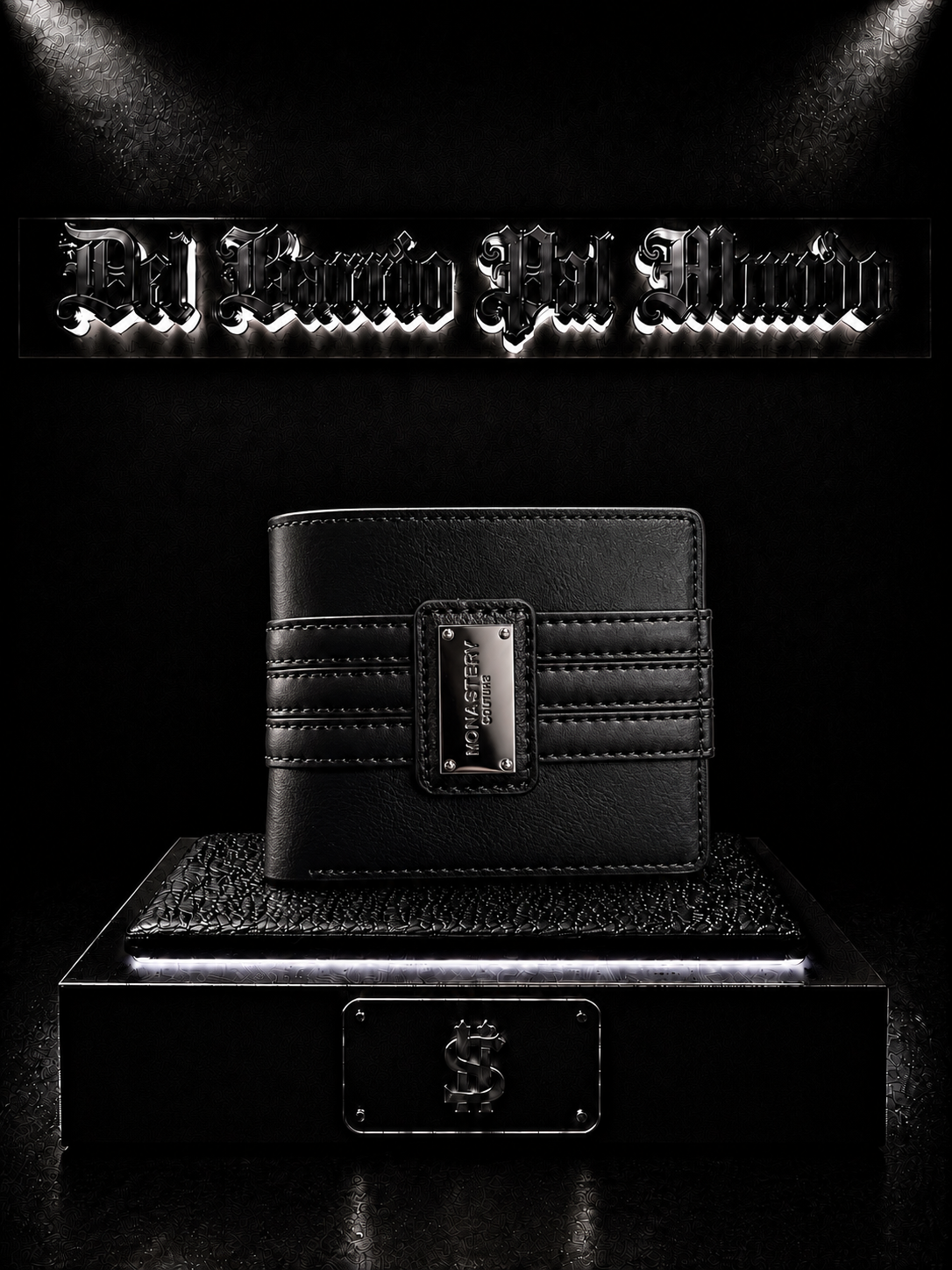 BILLETERA MONAST COLOR NEGRO/DETALLES/PLACA CENTRAL "MONAST"RELIEVE CENTRAL /NEGRO