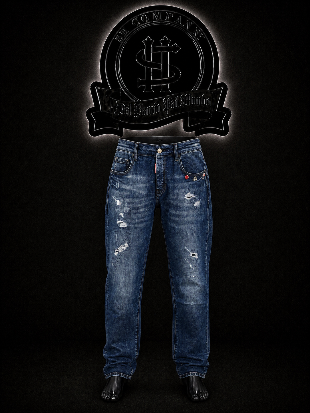 JEANS DQS2 COLOR/AZUL/OSCURO DETALLES/PARCHES/BOLSILLO/DERECHO