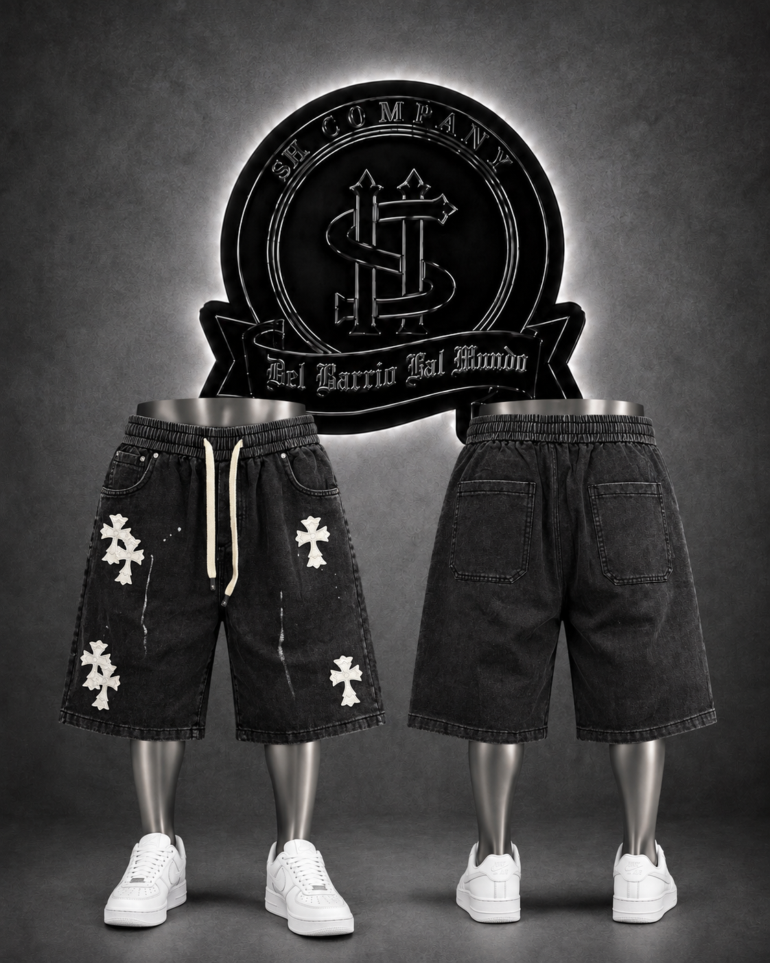 JEANS MOCHO CRHT COLOR GRIS OSCURO/DETALLE/ESTAMPADO BLANCO