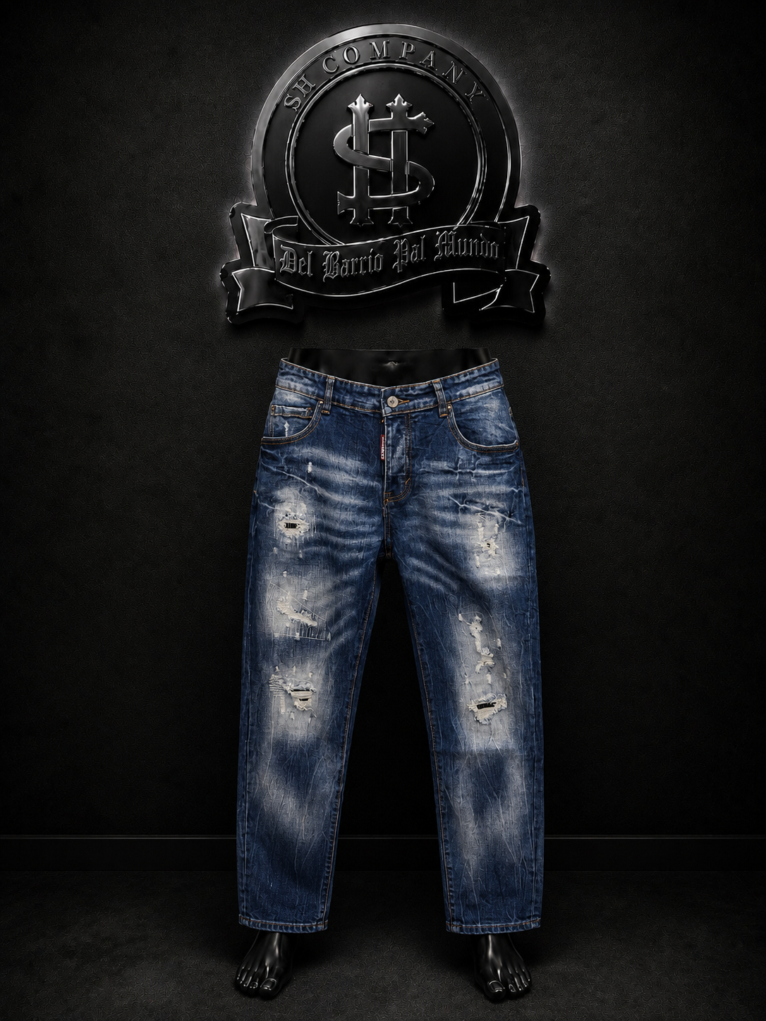 JEANS DQS2 COLOR/BICOLOR/AZUL/OSCURO/BLANCO