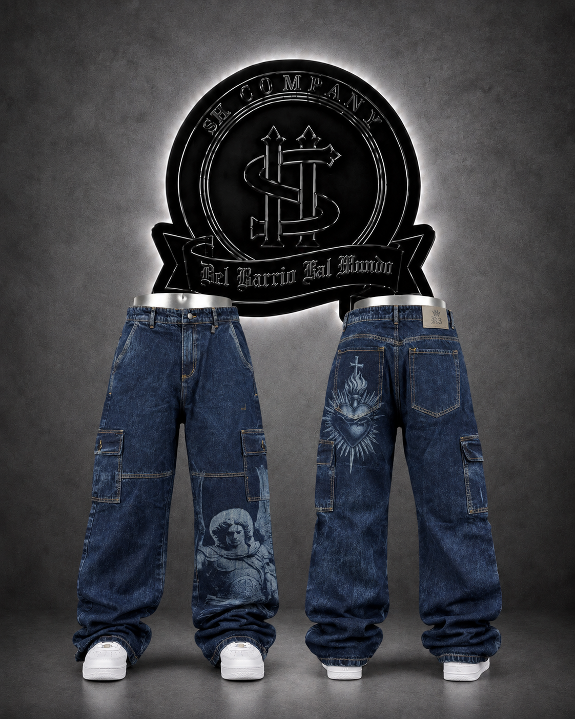 JEANS BAGGY BOTA RECTA /COLOR  /AZUL CLARO /DETALLE/ESTAMPADO ANGEL