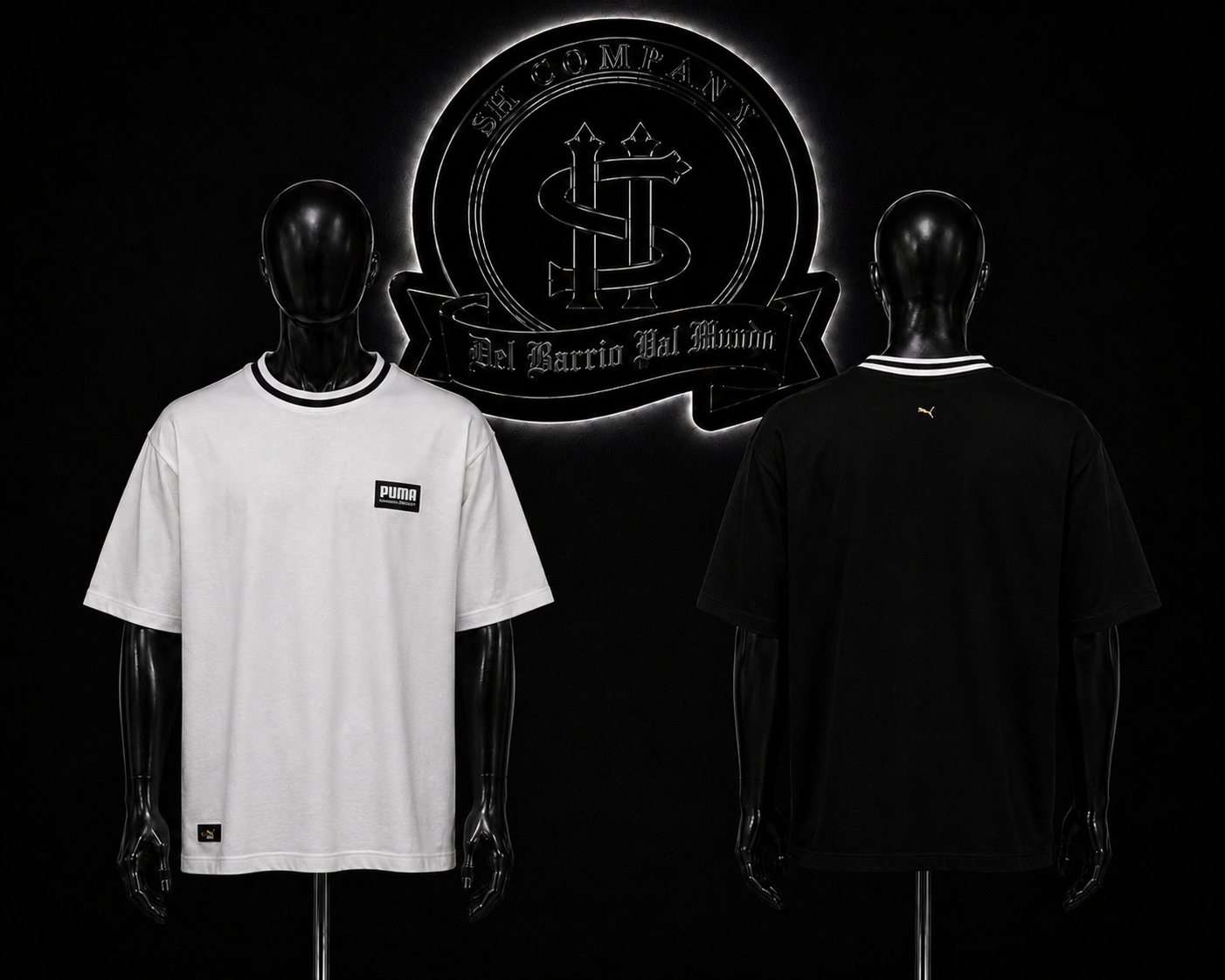 CAMISETA PM COLOR/NEGRO/BLANCO DETALLES/ESTAMPADO/LOGO/PEQUEÑO/ESPALDA