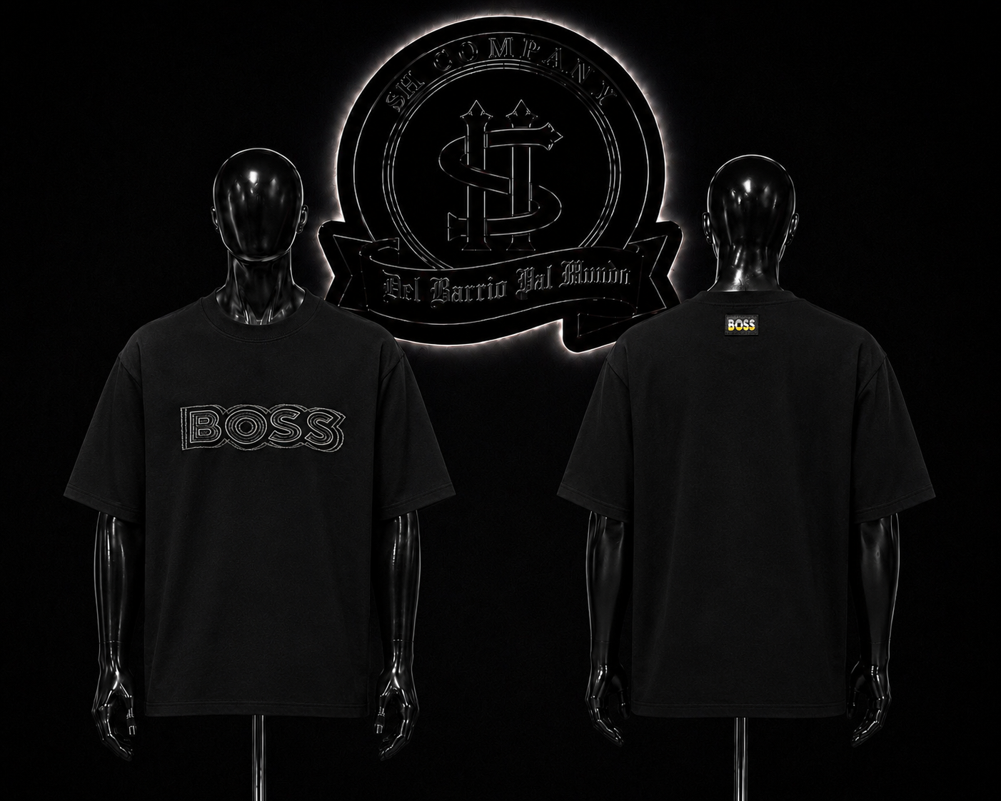 CAMISETA HB COLOR/NEGRO DETALLE/ESTAMPADO/LOGO/ADELANTE