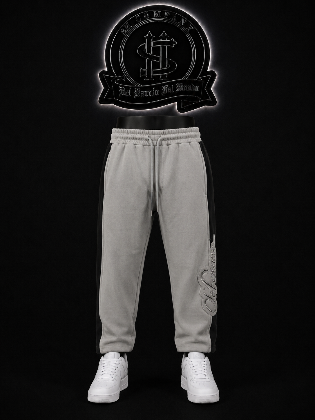 SUDADERA CHP COLOR/GRIS DETALLE/LINEAS/NEGRA