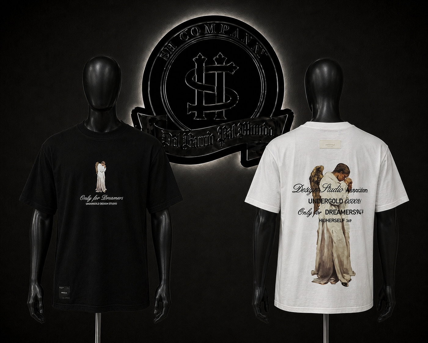 CAMISETA UNDG COLOR/NEGRO/BLANCO ESTAMPADO/ANGEL/ESPALDA