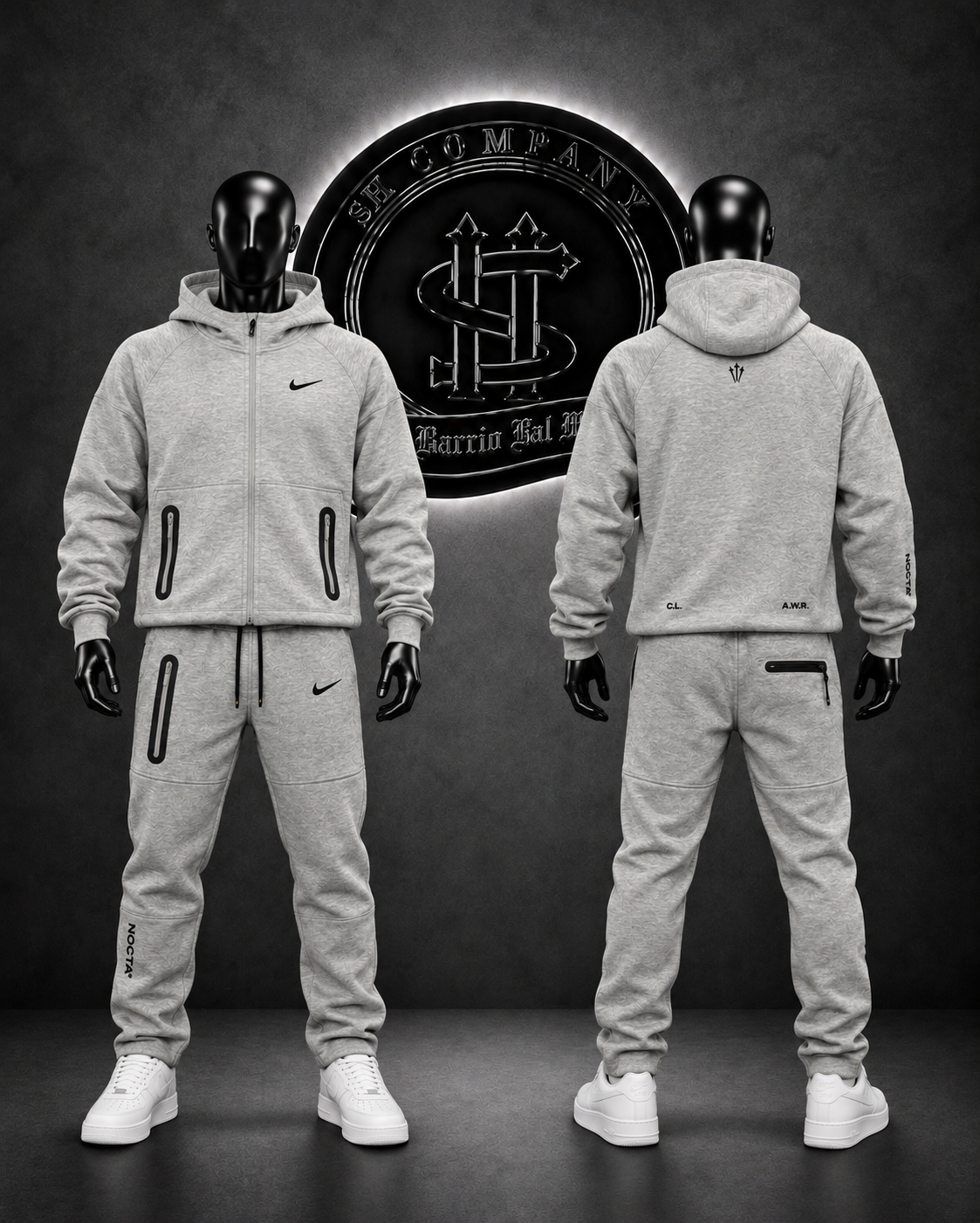 CONJUNTO NK NOCT/COLOR GRIS/DETALLES/LOGO FRONTAL Y ESPALDA