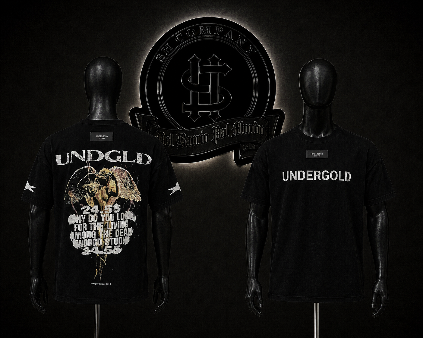 CAMISETA UNDG COLOR/NEGRO DETALES/ESTAMPADO/GRAFICO/ESPALDA