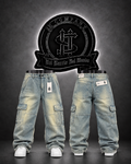 JEANS BAGGY BOTA RECTA /COLOR  /AZUL CLARO /DETALLE/DEGRADADO FRONTAL