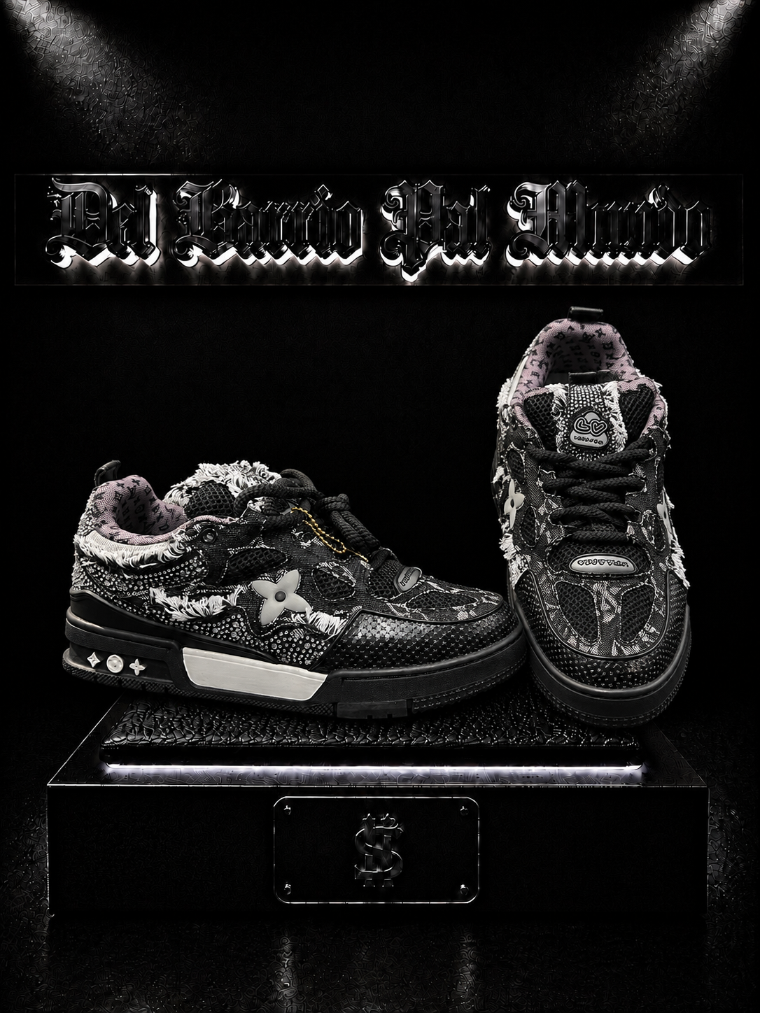 ZAPATILLAS LV COLOR NEGRO/DETALLE/STREETWEAR/PERLADO