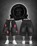 JEANS MOCHO CHRT COLOR NEGRO/DETALLE/ESTAMPADO ROSA