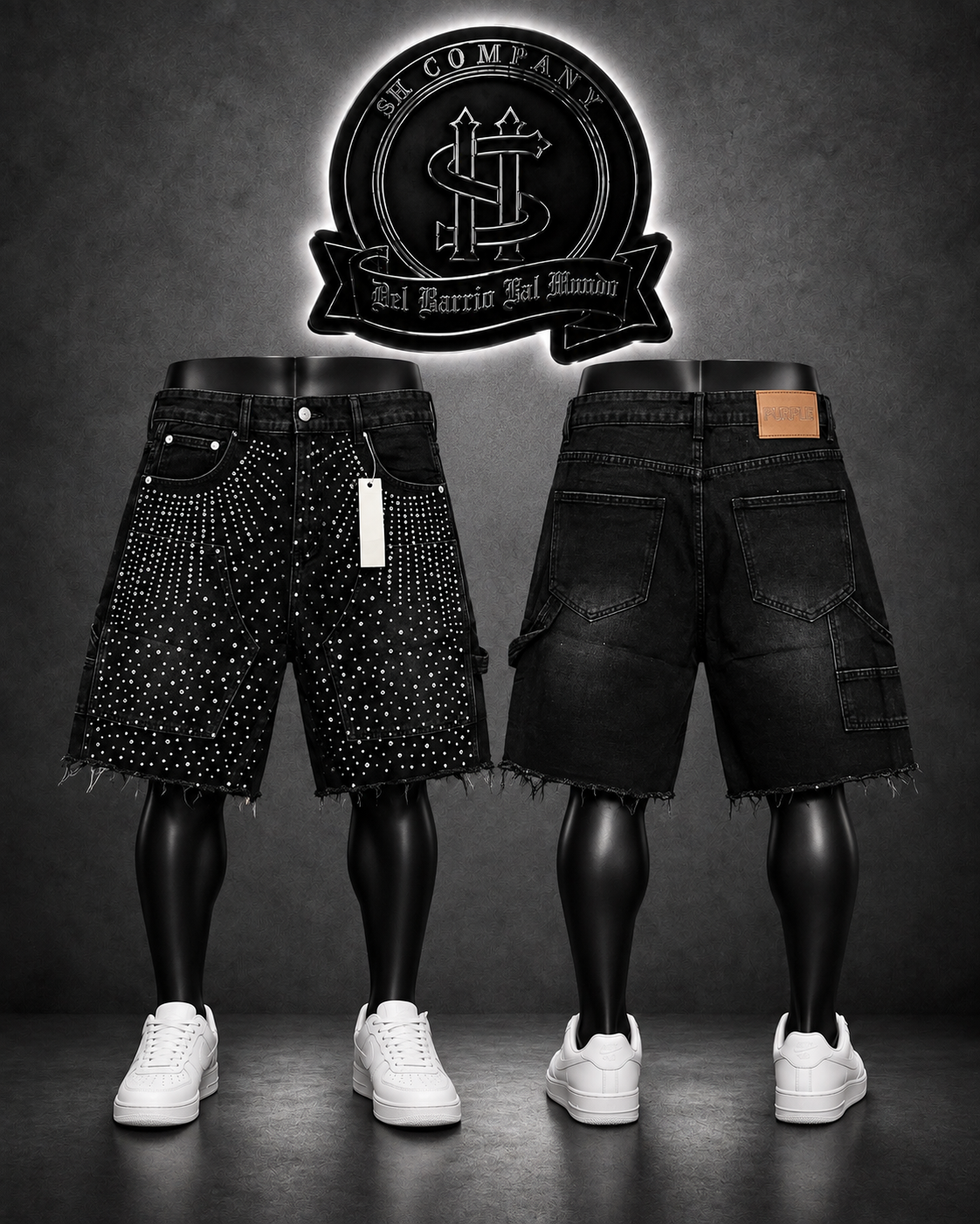 JEANS MOCHO PURP COLOR NEGRO/DETALLE/PIEDRAS FRONTAL