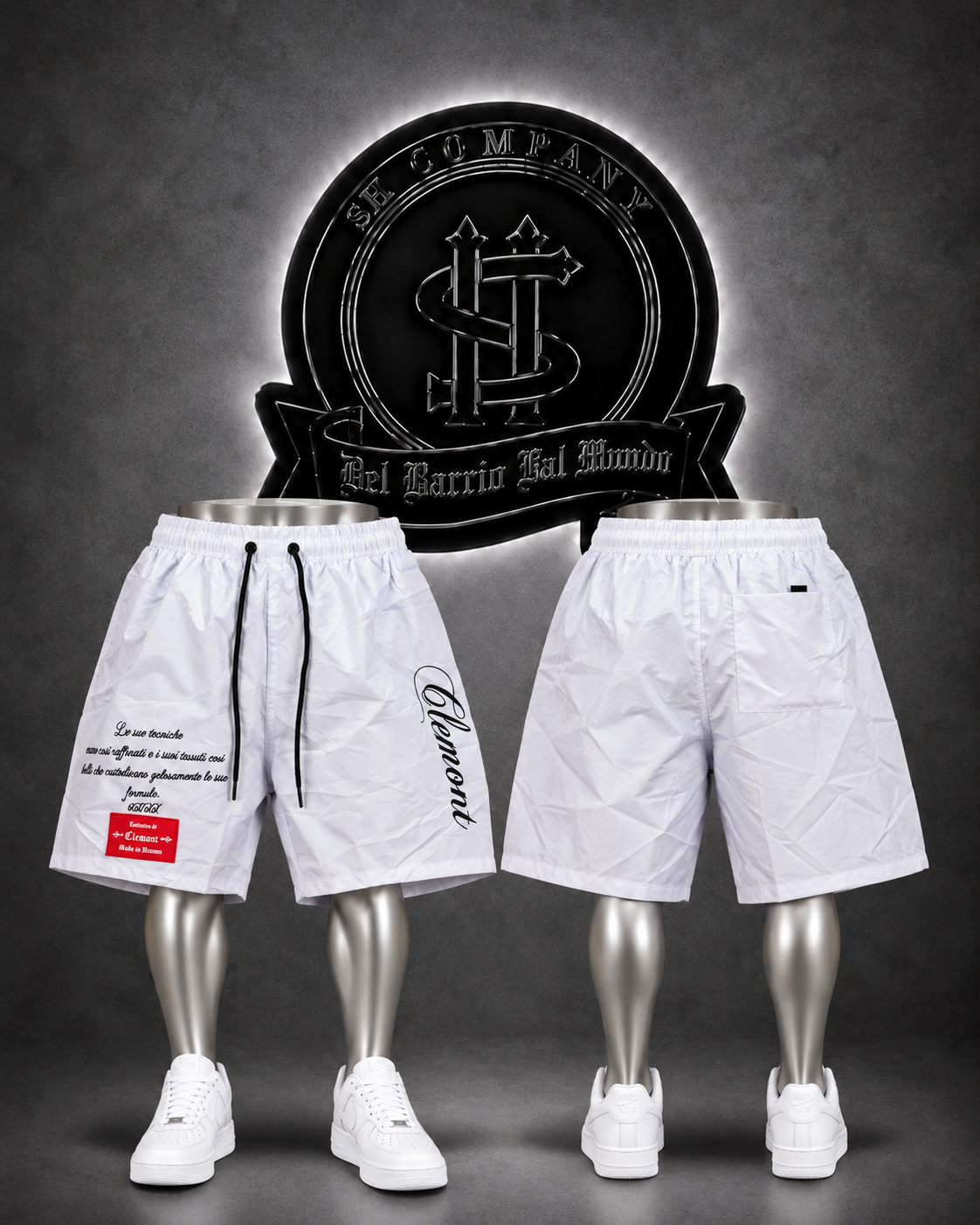 PANTALONETA CLMT COLOR BLANCO/DETALLE/ LOGO DELANTERO
