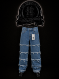 JEANS BAGGY BOTA RECTA COLOR/AZUL/CLARO DETALLES/TEXTURIZADO