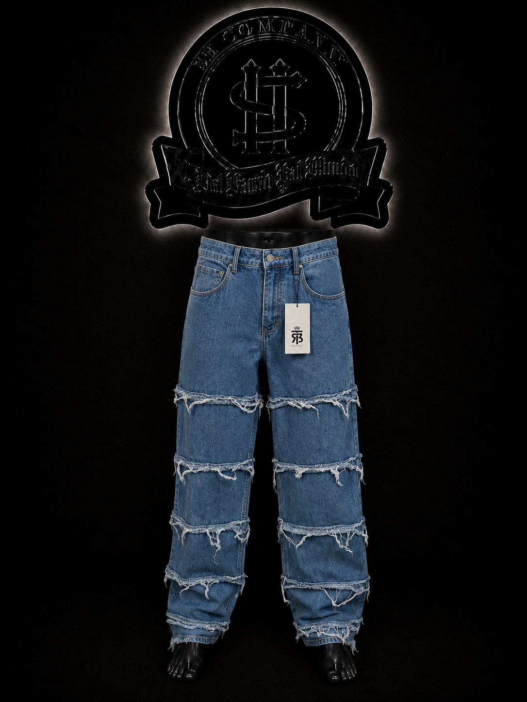 JEANS BAGGY BOTA RECTA COLOR/AZUL/CLARO DETALLES/TEXTURIZADO