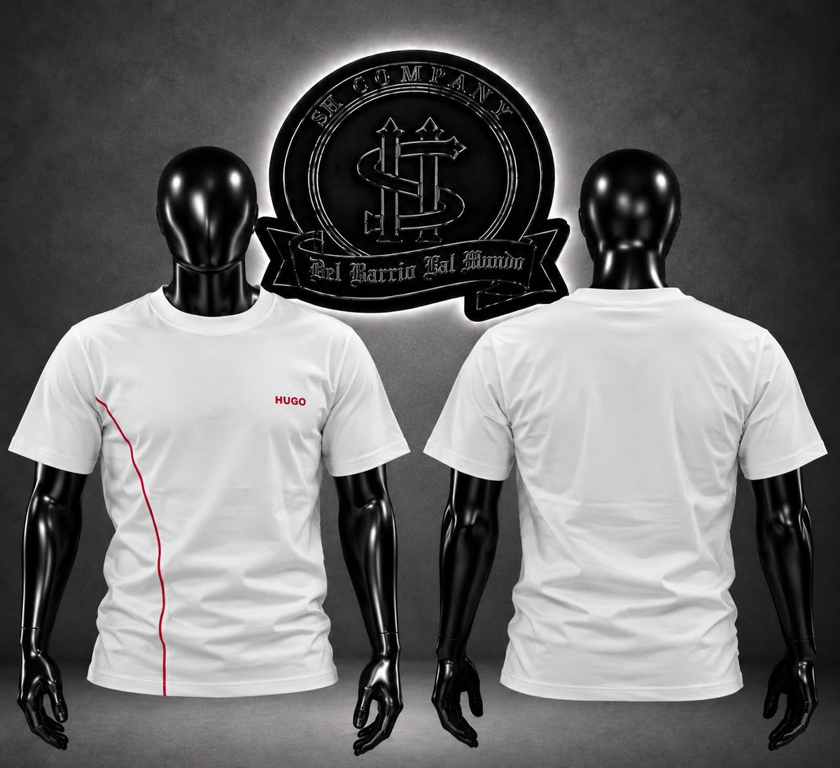CAMISETA HG COLOR BLANCO/DETALLE/LINEA ROJA