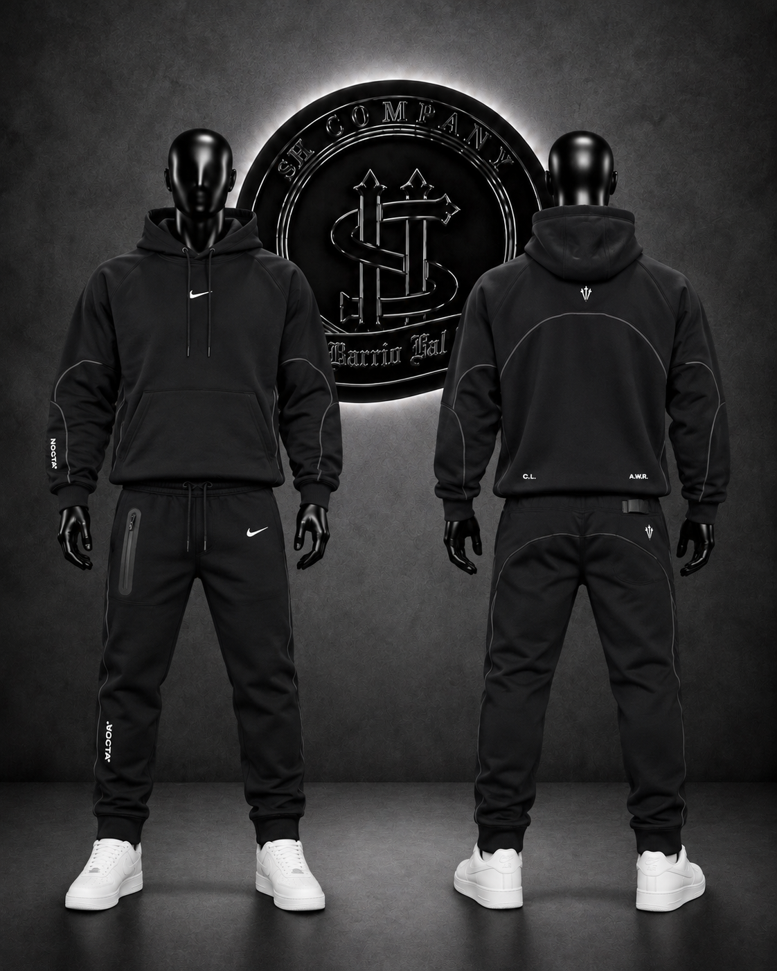 CONJUNTO NK NOCT/COLOR NEGRO/DETALLES/LOGO FRONTAL Y ESPALDA