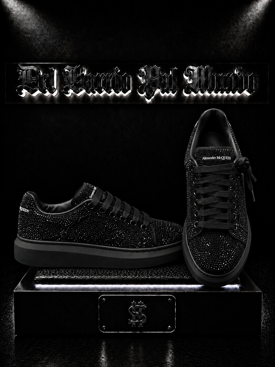 ZAPATILLAS ALXNDR MC COLOR NEGRO/PERLAS/PERLAS EN DISEÑO COMPLETO