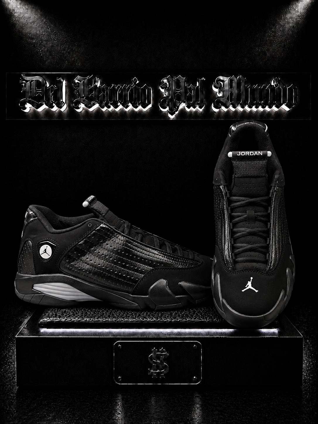ZAPATILLAS JRDN COLOR NEGRO/SUELA/NEGRA/BORDES EN GAMUSA/LOGO FRONTAL