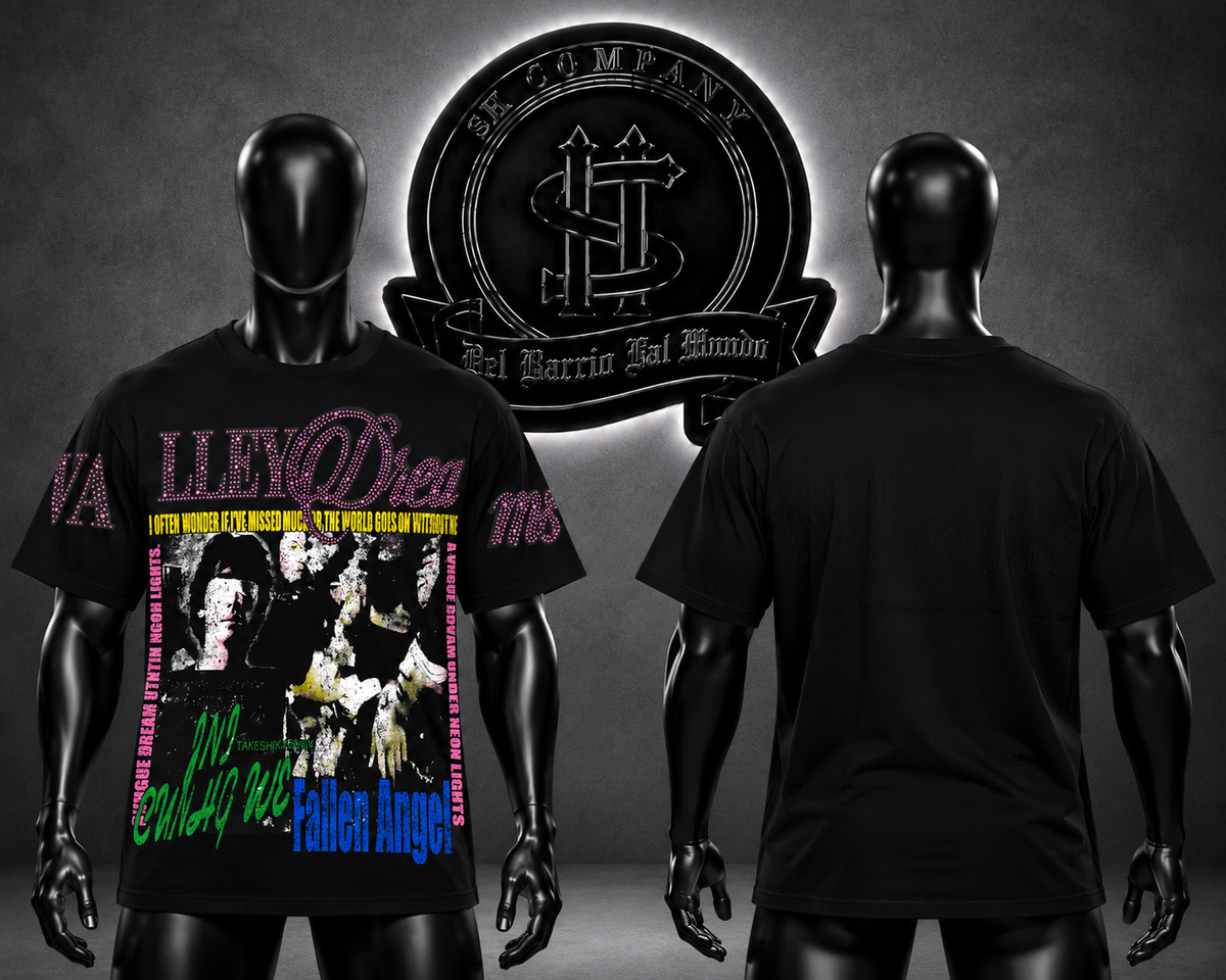 CAMISETA VLLY COLOR NEGRO/DETALLE/PERLAS/ESTAMPADO GRAFICO FRONTAL