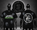 CAMISETA HLLSTRS COLOR NEGRO/DETALLE/PERLAS/LOGO FRONTAL/ESTAMPADO GRAFICO ESPALDA PERLAS